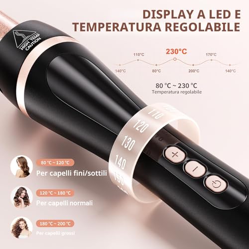 NWOUIIAY Curling Iron 5 in 1 Set Ceramic Curling Iron with Adjustable Temperature 80 °C - 230 °C and LCD Display Wave Straightener for Hair with 9-32 mm Different Irons and Automatic Shut-off