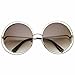 zeroUV Women's Oversized Full Metal Wire Frame Glamour Round Sunglasses (Silver Lavender)