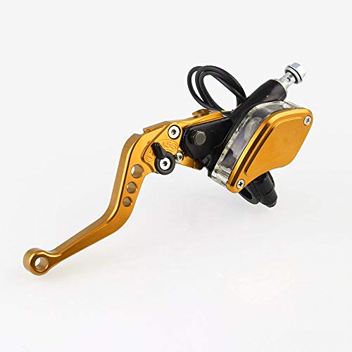 Zesion Motorcycle 7/8" 22mm Universal Hydraulic Brake Clutch Master Cylinder Reservoir Lever 1Pair (Color : Gold) - Thumbnail 2