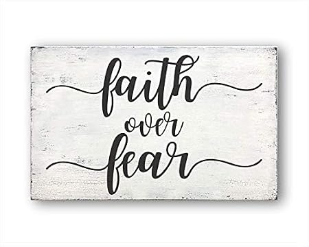 Amazon Com T56imh Faith Over Fear Christian Wall Decor Mindfulness Gift Wood Sign Warning Sign Quote Rustic Sign Everything Else
