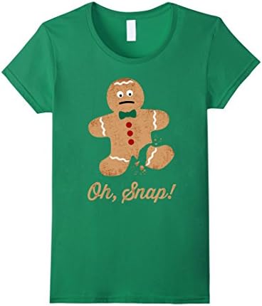 Women's Oh Snap Gingerbread Man Funny Christmas T-Shirt XL Kelly Green