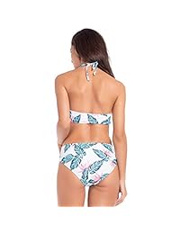 Lomantise Tropical Leaves Impreso Halter Top de cuello alto Bikini Set Traje de baño para dama de dos piezas traje de baño