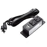 Power Strip with USB,2 AC Outlets 2 USB Charging Ports Mounting Power Center,6.5FT Power Strip Heavy Duty Extension Cord,Mountable Under Desk/Table Wall Socket