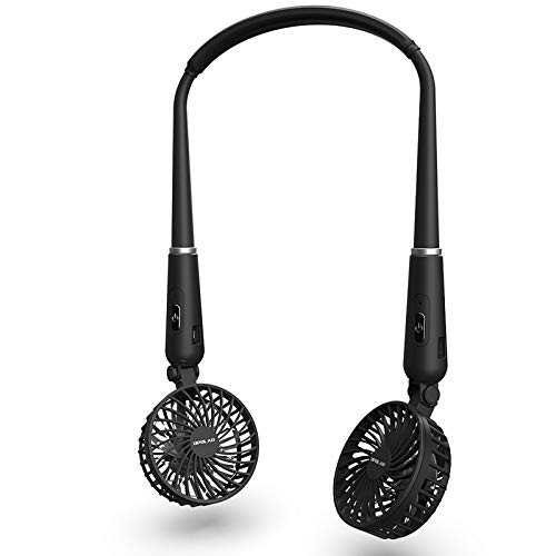 HandFree Neck Fan for Personal Cooling and COPD Breathless Relief, Battery Operated Neckband