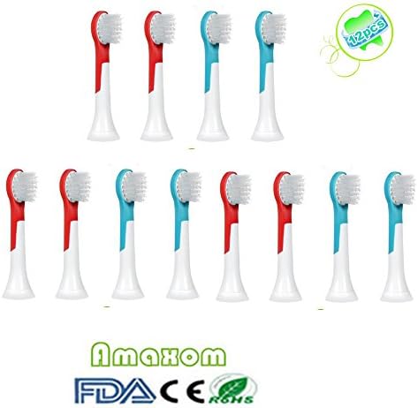 Amaxom Premium Replacement Toothbrush Heads for Philips Sonicare for Kids Standard Size Toothbrushes HX6034(HX6032/94),Ages 4-7, 12 Count(3-pack).