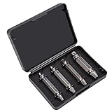 Damaged Screw Extractor JACKYLED 4 Piece Kit Remove Stripped HSS Broken Bolt Screws Remover with Case Extractor Dual Tip Design