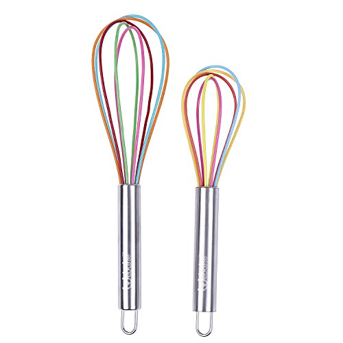 image for Webake 8 and 10 Inch Silicone Whisk Set of 4 Hand Wire Balloon Wisks f