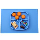 Non Slip Silicone Kids Placemats with Plate for Toddlers Babies Children Blue