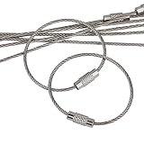 Pawfly 20 pcs Wire Keychain Cable 4 Inch Stainless Steel Key Ring Loop for Outdoor Hiking