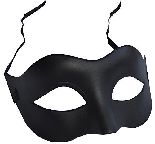 FHS Black Matte Classic Style Venetian Mask, Masquerade, Burlesque Ball Party