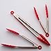 Red Kitchen Utensils - Silicone Tongs Set, 7-Inch, 9-Inch, 12-Inch Locking Tongs for Cooking & Serving