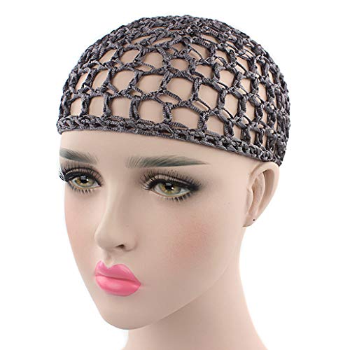 MimgoWomens Mesh Hair Net Crochet Cap Solid Color Snood Sleeping Night Cover Turban