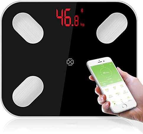YHML Digital Weighing Bathroom Scale - Bluetooth Body Fat Scale Electronic Body Fat Health Weighing Scale LED Tempered Glass 180G (KG/LB/ST)