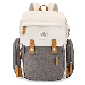 Parker Baby Diaper Backpack – Large Diaper Bag with Insulated Pockets, Stroller Straps and Changing Pad -“Birch Bag” – Cream