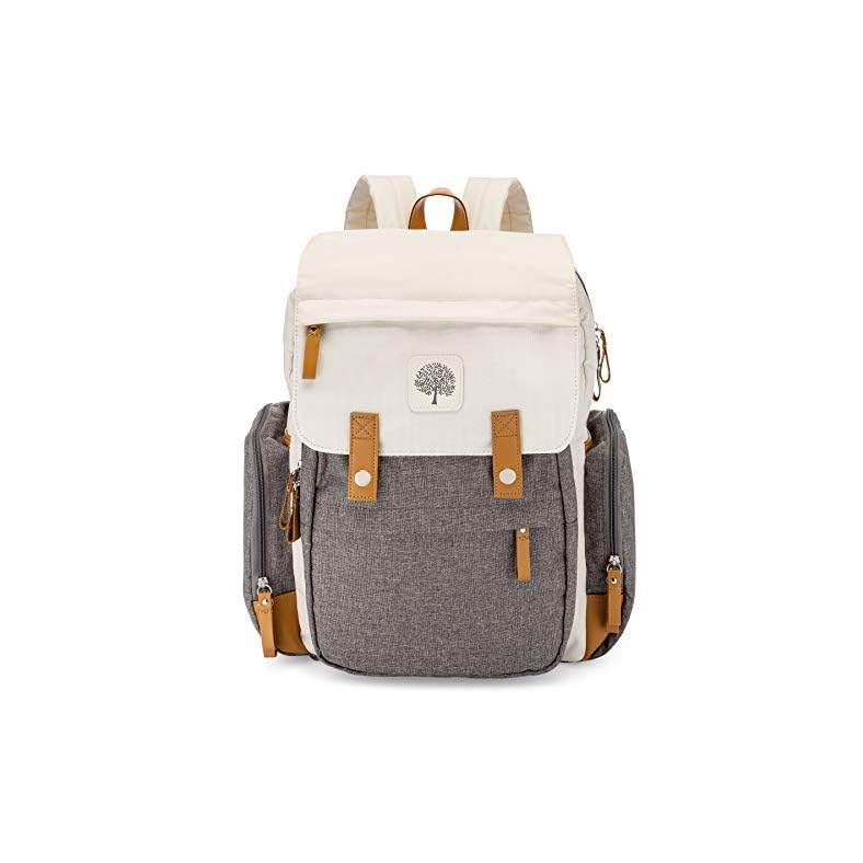 Parker Baby Diaper Backpack – Large Diaper Bag with Insulated Pockets, Stroller Straps and Changing Pad -“Birch Bag” – Cream