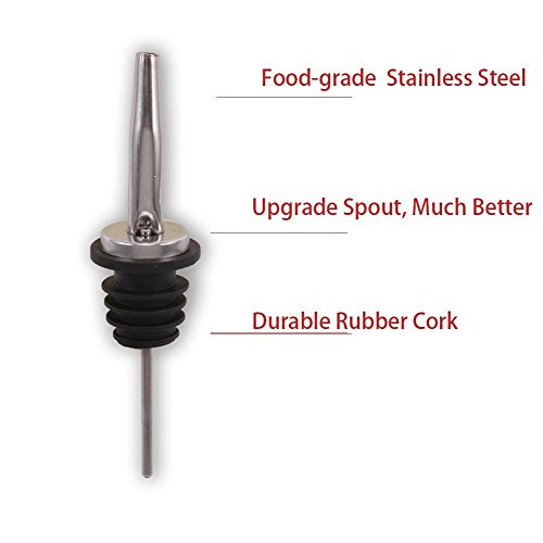 Emousport 3 Pieces New 304#Stainless Steel Liquor Spirit Pourer Free Flow Wine Bottle Pour Spout Stopper barware wine pourer (silver) - Thumbnail 3