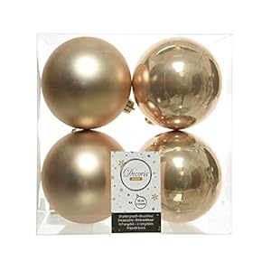 Kerstballen plastic glans-mat dia 10 cm warm beige