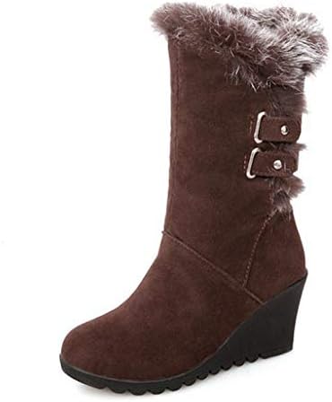 JOYBI Women's Waterproof Mid Calf Snow Boots Comfortable Walking Slip On Lightweight Winter Warm Fur Outdoor Wwdge Boots
