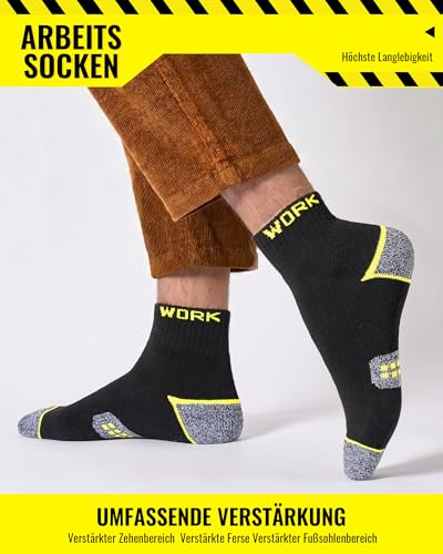 Effeet 10 Pairs of Short Work Socks Men's Quarter Socks, Padded Reinforced Work Socks, Breathable Short Socks with Comfort Waistband, Work Socks