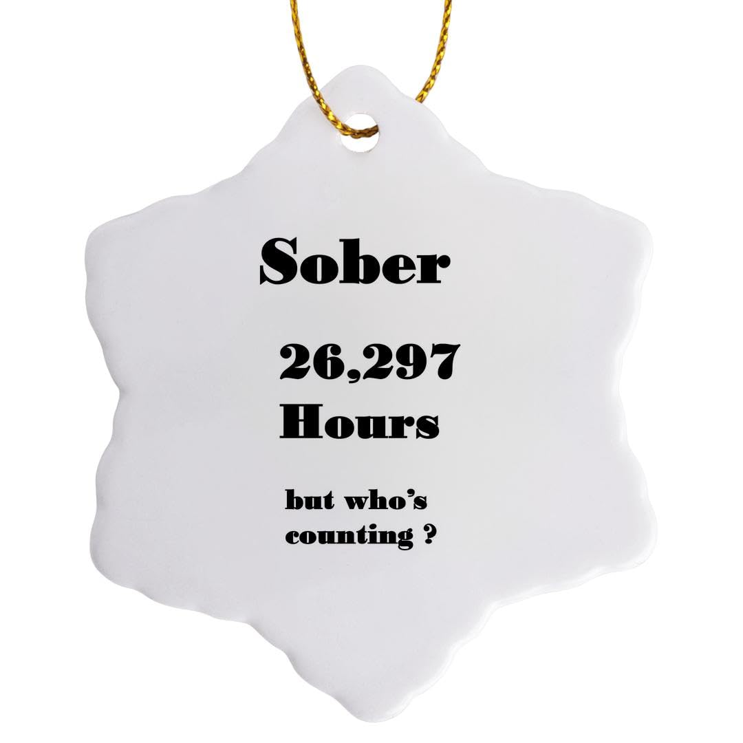 3dRose Image of Sober 3 Years or 26297 Hours Snowflake Ornament, Multi-Colour, 3-Inch