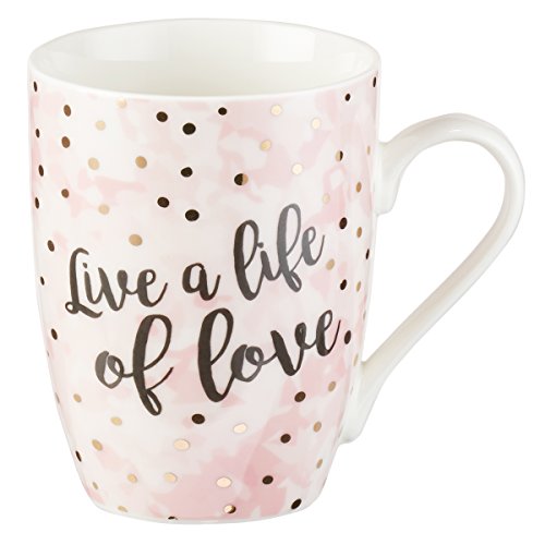 Mug - live a life of love, white and pink