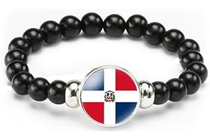 vmcoatdu National Flag Bracelet Elastic Rope Beaded Bracelet Support Your Country Travel Souvenir Gifts for Men Women