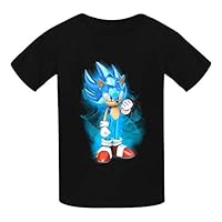 oylp Sonic-Hedgehog Cotton T-Shirt for Children Black S