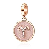 Rose Gold Zodiac Sign Charms 925 Sterling Silver Constellation Dangle Charm for European Bracelet (Aries)