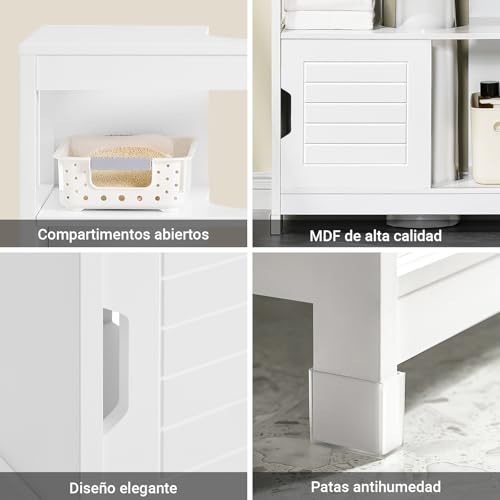 SoBuy Mueble para Baño Armario Baño Lavabo Mueble Bajo Lavamanos Armario Organizador Pedestal Sink Cabinet Ideal para Almacenamiento y Organización del Baño(Desagüe al Suelo, Blanco FRG128-II-W)