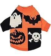 Fitwarm Spooky Dog Halloween Sweater for Small Dogs, Holiday Theme Costumes, Knitted Pet Clothes,...