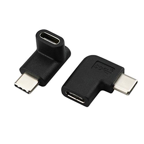 VCZHS USB C Right Angle, USB C Type C Male to Female Adapter, 90 Degree USB-C USB 3.1 Type-C Male to Female Extension Adapter 2 Pack