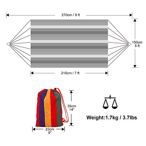 image for Anyoo Single Cotton Outdoor Hammock Multiples Load Capacity Up to 450 