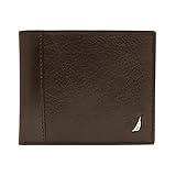 Nautica Men's Milled Leather Passcase Wallet, Brown, One Size