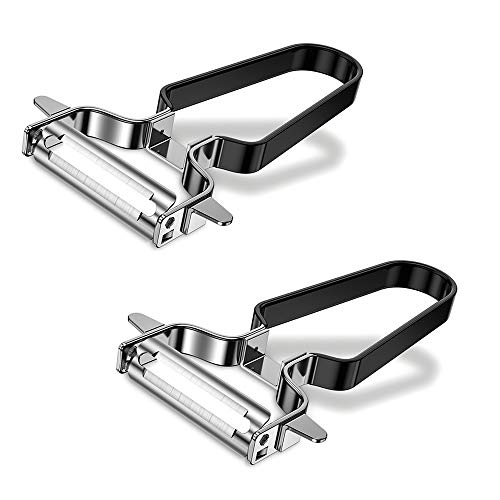 Vegetable Peeler Stainless Steel, Echeer Ultra Sharp Dual Julienne & Fruit Peelers Great Kitchen Tool with Black Non-slip Grip for Apples Potatoes Carrots, 2 Packs