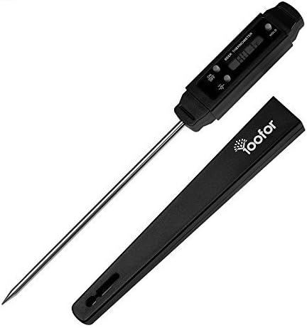 Yoofor Black Food Digital Thermometer - Instant Gigital Read with Extra Long Probe for Candy, Meat, BBQ and Bath Water, from -58°F to 572°F (-50°C-300°C)