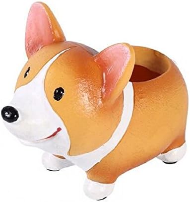 Youfui Cute Corgi Planter Flowerpot Resin Succulent Planter Bonsai Pot Desk Holder Mini Ornament, Yellow, 10cm(L)*10cm(W)*10cm(H) - Image 4