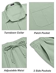 COOFANDY Mens Coordinated Outfit 2 Piece Linen Sets
