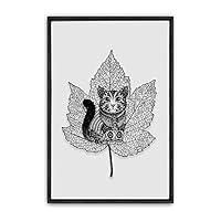 Framed Canvas Wall Art Black Leaves Canvas Prints Home Artwork Decoration for Living Room,Bedroom - 16x24 inches