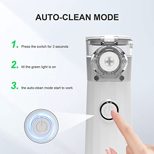 Nebulizer Machine for Adults and Kids with 1 Set Accessory, Portable Handheld Nebulizer for Travel and Household Use, Quiet Cool Steam Inhaler for Breathing Problems with Autoclean Mode