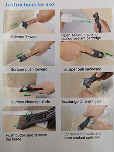 Tipu Multi-Function 5 in 1 Silicone Caulking Tool, Sealant Removal Tool with 5 Pieces Tool Kit & Sealed Nozzle Unclogger & Sealant Nozzle Cutter - Thumbnail 4