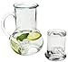 Circleware Oasis Bedside Carafe and Glass Set, One 36 Ounce Glass Pitcher and 8 Ounce Drinking Glass, Limited Edition Glassware Drinkware