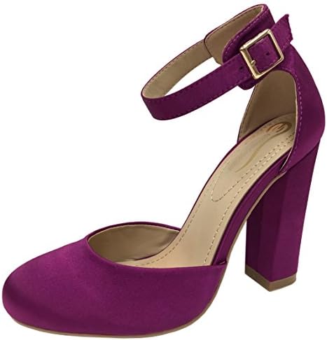 Elegant Footwear Women's Mary Jane Platform Ankle Strap Pump (9 B(M) US, Purple)
