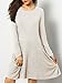 Zero City Womens Casual Pockets Plain Flowy Simple Swing T-Shirt Loose Dress, 08beige, X-Large
