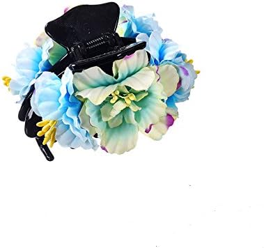 MISM Women’s Large Handmade Rose Flowers Dual purpose Plastic Claw Jaw Hair Clip (Pink)