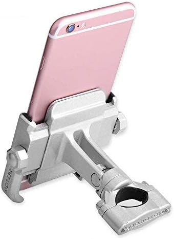 Universal Bike & Motorcycle Phone Mount, Lenmumu Adjustable Aluminum Bicycle Rack Handlebar Phone Holder, Compatiable iPhone X 7 | 7 Plus, 8 | 8 Plus, 6s | 6s Plus, Samsung Galaxy S7, S6, S5 (Silver)