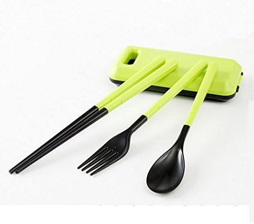 3Pcs/Set Portable Students Lunch Tableware Dinnerware for Bento Lunch Box Cutlery Stainless Steel Tableware Chopsticks Spoon Fork for Travelling Picnic