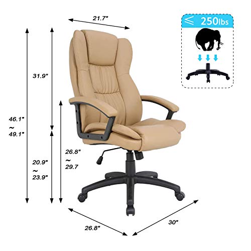 HOMEFUN Ergonomic Executive Office Chair, Brown High Back Comfortable