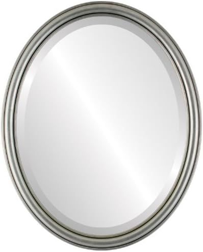 Oval Beveled Wall Mirror for Home Decor - Saratoga Style - Silver Leaf with Black Antique - 18x22 Outside Dimensions