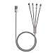 AnnToo 3.3 FT 4 in 1 Multi USB Charging Cables Nylon Braided for Mobile Devices Charging - Grey
