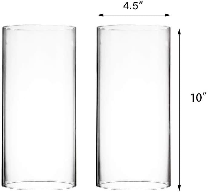 CYS EXCEL Various Size Hurricane Candleholders, Chimney Tube, Glass Cylinder Open Both Ends, Open Ended Hurricane, Glass Shade Candle Holders Set of 2 (4.75" Wide x 10" Tall): Home & Kitchen